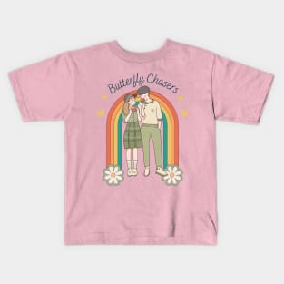 Romantic Flutter: Butterfly Chasers Valentine's Day Design Kids T-Shirt